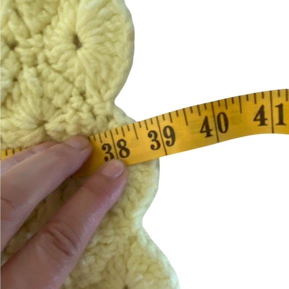 Vintage 70s Yellow & White striped crochet can be a throw / baby blanket - Picture 5 of 6